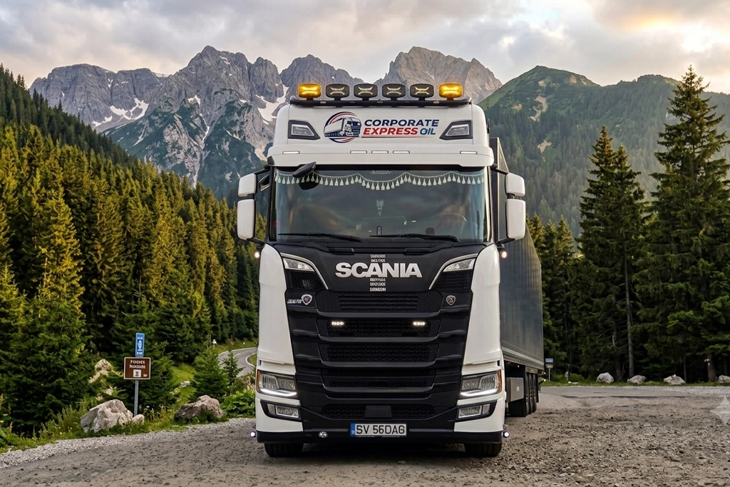Camion Corporate Express Oil din Plăvălari Suceava pregătit de drum